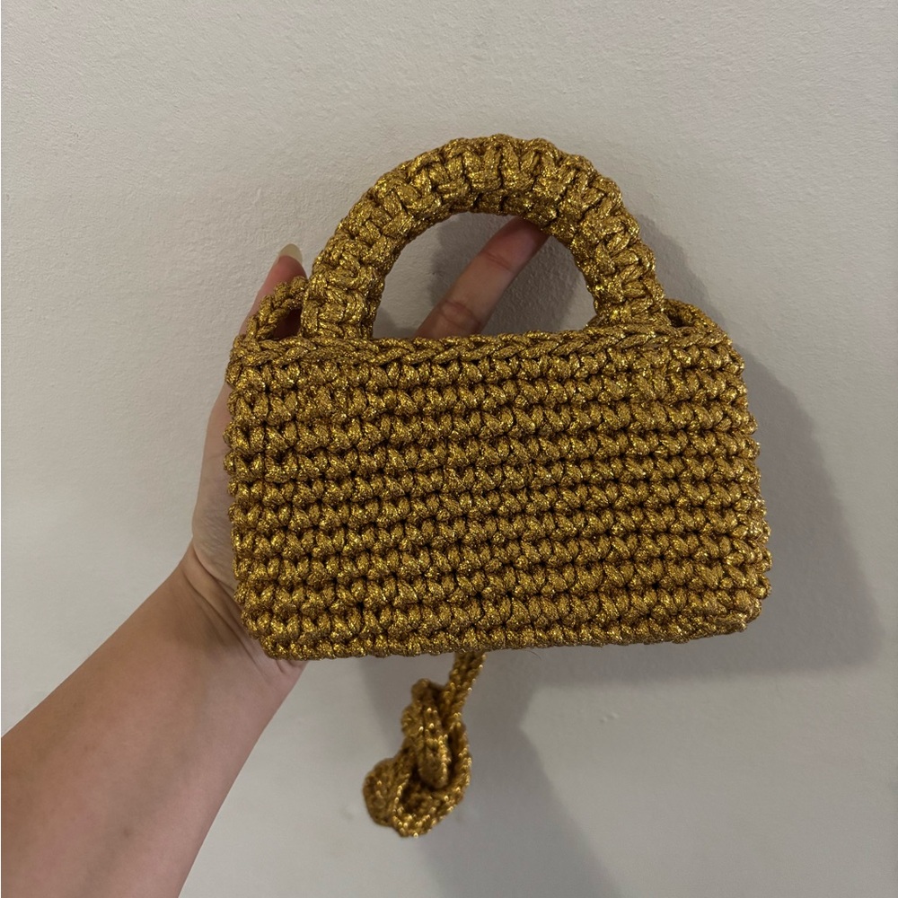 💛SOLD💛J.Crew Cadiz Phone Braided Macrame Gold Metallic Bag - Picture 4 of 4